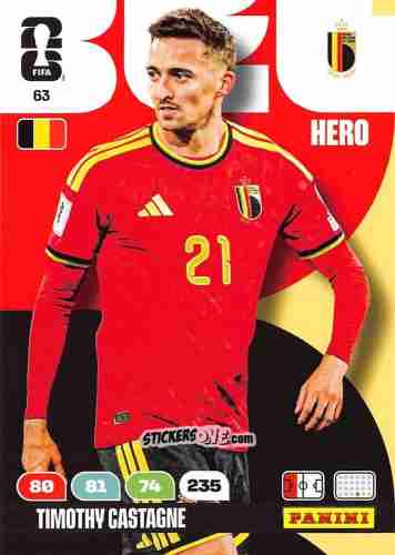 Cromo Timothy Castagne - FIFA World Cup 2026. Adrenalyn XL
 n. 63 - Panini