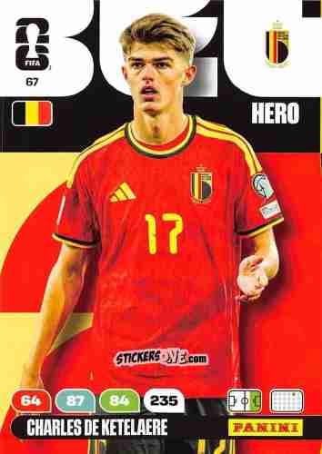 Cromo Charles De Ketelaere - FIFA World Cup 2026. Adrenalyn XL
 n. 67 - Panini