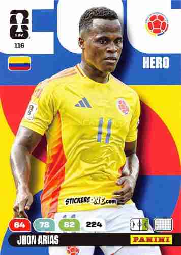 Cromo Jhon Arias - FIFA World Cup 2026. Adrenalyn XL
 n. 116 - Panini