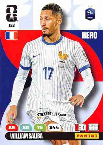 Figurina William Saliba - FIFA World Cup 2026. Adrenalyn XL
 n. 182 - Panini