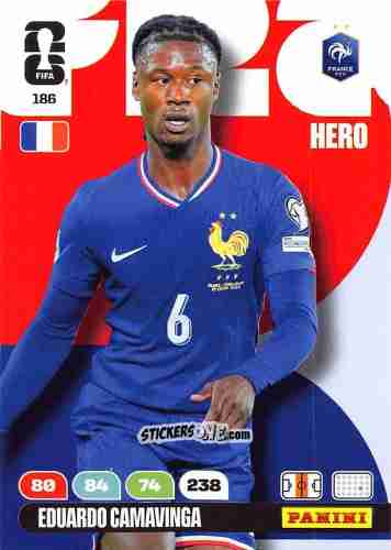 Cromo Eduardo Camavinga - FIFA World Cup 2026. Adrenalyn XL
 n. 186 - Panini