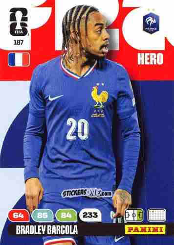 Figurina Bradley Barcola - FIFA World Cup 2026. Adrenalyn XL
 n. 187 - Panini