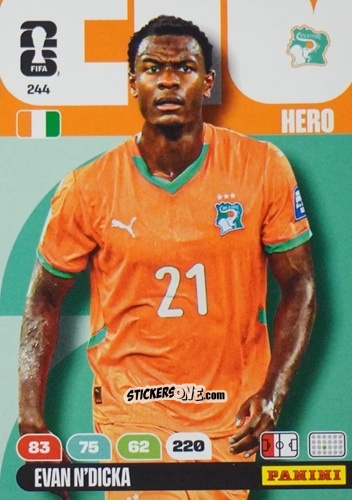 Cromo Evan N`Dicka - FIFA World Cup 2026. Adrenalyn XL
 n. 244 - Panini