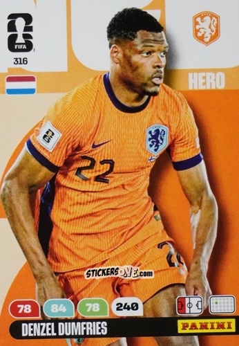 Cromo Denzel Dumfries - FIFA World Cup 2026. Adrenalyn XL
 n. 316 - Panini