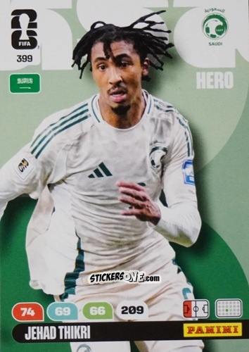 Figurina Jehad Thikri - FIFA World Cup 2026. Adrenalyn XL
 n. 399 - Panini