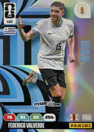 Sticker Federico Valverde - FIFA World Cup 2026. Adrenalyn XL
 n. 492 - Panini