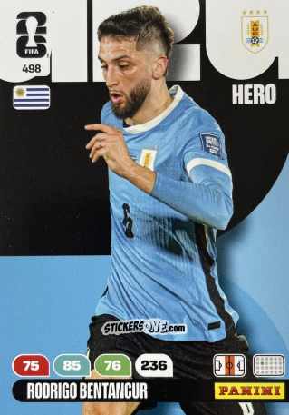 Cromo Rodrigo Bentancur - FIFA World Cup 2026. Adrenalyn XL
 n. 498 - Panini