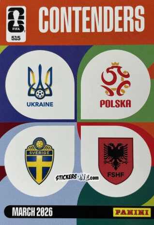 Figurina Ukraine-Sweden / Poland-Albania - FIFA World Cup 2026. Adrenalyn XL
 n. 515 - Panini
