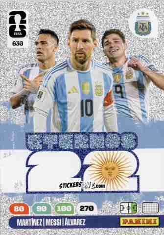 Sticker Messi / Lautaro Martinez / Julian Alvarez - Eternos 22 - Forwards - FIFA World Cup 2026. Adrenalyn XL
 n. 630 - Panini