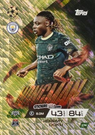 Figurina Jérémy Doku - UEFA Champions League & Europa League 2025-2026. Match Attax Extra
 n. 174 - Topps