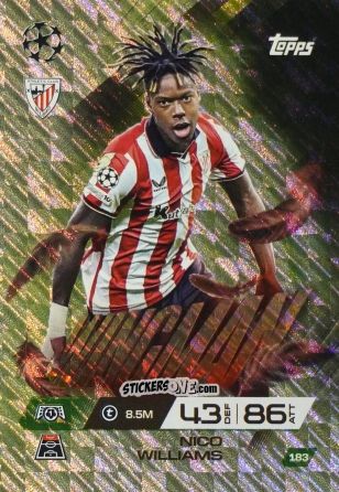 Sticker Nico Williams - UEFA Champions League & Europa League 2025-2026. Match Attax Extra
 n. 183 - Topps