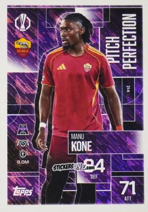 Sticker Manu Kone - UEFA Champions League & Europa League 2025-2026. Match Attax Extra
 n. 214 - Topps