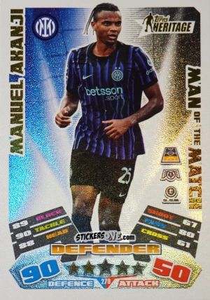 Cromo Manuel Akanji - UEFA Champions League & Europa League 2025-2026. Match Attax Extra
 n. 270 - Topps