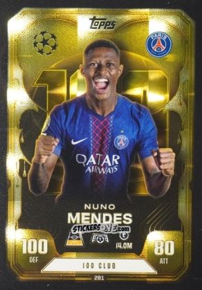 Figurina Nuno Mendes - UEFA Champions League & Europa League 2025-2026. Match Attax Extra
 n. 281 - Topps