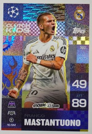 Sticker Franco Mastantuono - UEFA Champions League & Europa League 2025-2026. Match Attax Extra
 n. 302 - Topps
