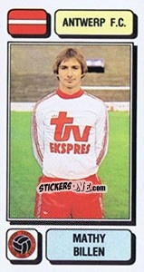 Sticker Mathy Billen - Football Belgium 1982-1983 - Panini