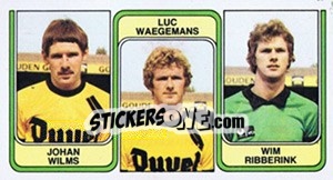 Sticker Johan Wilms / Luc Waegemans / Wim Ribberink - Football Belgium 1982-1983 - Panini