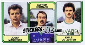 Sticker Josef Masopust / Alfred Hermans / Emile de Zutter - Football Belgium 1982-1983 - Panini