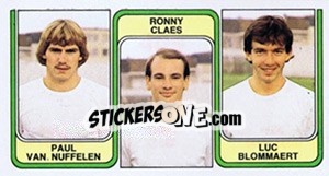 Sticker Paul van Nuffelen / Ronny Claes / Luc Blommaert - Football Belgium 1982-1983 - Panini
