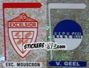 Cromo Excelsior Mouscron - V. Geel  (Embleem-Armoiries) - Football Belgium 1995-1996 - Panini