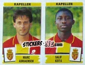 Sticker Marc Adriaensen / Salif Keita - Football Belgium 1995-1996 n. 423 - Panini