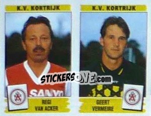 Sticker Regi van Acker / Geert Vermeire - Football Belgium 1995-1996 n. 424 - Panini