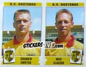 Sticker Zbigniew Swietek / Nico Claesen - Football Belgium 1995-1996 n. 447 - Panini