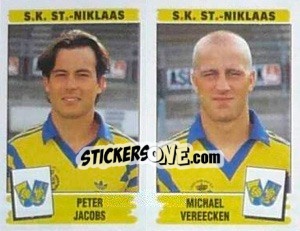 Sticker Peter Jacobs / Michael Vereecken - Football Belgium 1995-1996 n. 456 - Panini
