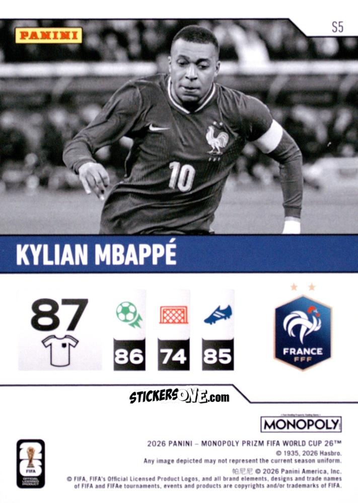Figurina Kylian Mbappé - Monopoly Prizm Fifa World Cup 26 n. S5 - Panini