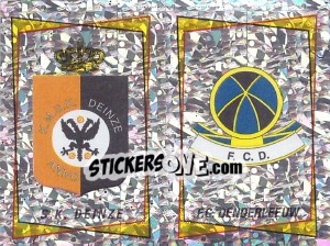 Sticker S.K. Deinze - F.C. Denderleeuw  (Embleem-Armoiries) - Football Belgium 1996-1997 - Panini