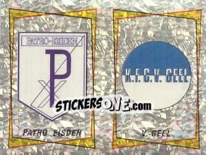 Sticker Patro Eisden - V. Geel  (Embleem-Armoiries) - Football Belgium 1996-1997 - Panini