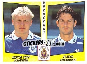 Sticker Jesper Topp Johansen / Zlatko Arambasic - Football Belgium 1996-1997 n. 381 - Panini