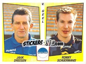 Sticker Jaak Dreesen / Ronny Schuermans - Football Belgium 1996-1997 n. 406 - Panini