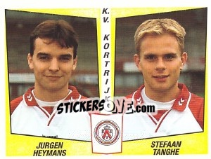 Sticker Jurgen Heymans / Stefaan Tanghe - Football Belgium 1996-1997 n. 421 - Panini