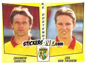 Sticker Zbigniew Swietek / Jan van Tieghem - Football Belgium 1996-1997 - Panini