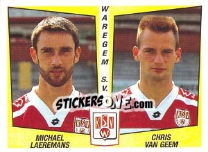 Sticker Michael Laeremans / Chris van Geem - Football Belgium 1996-1997 n. 473 - Panini