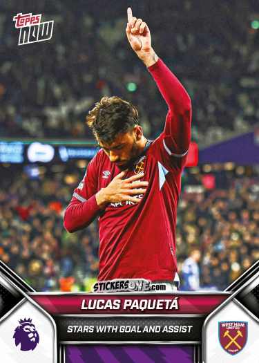 Cromo Lucas Paqueta - Now English Premier League 2025-2026
 n. 95 - Topps