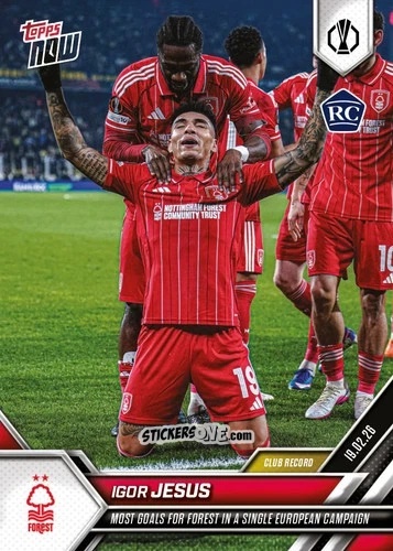 Sticker Igor Jesus - Now Uefa Europa League 2025-2026 n. 18 - Topps