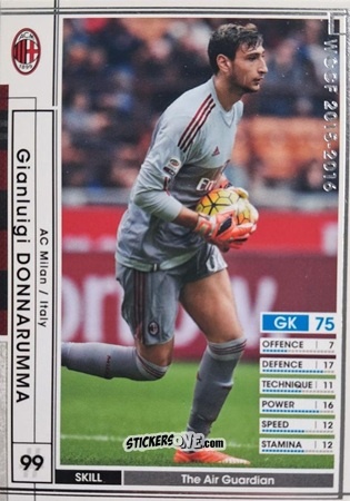 Cromo Gianluigi Donnarumma - Sega World Club Champion Football 2015-2016 V2.0 n. A013 - Panini