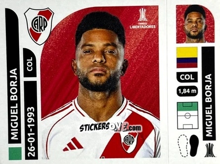 Cromo Miguel Borja - Conmebol Libertadores 2025 n. RIA16 - Panini
