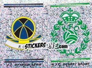 Sticker F.C. Denderleeuw - K.F.C. Dessel Sport  (Embleem / Armoiries) - Football Belgium 2000-2001 - Panini