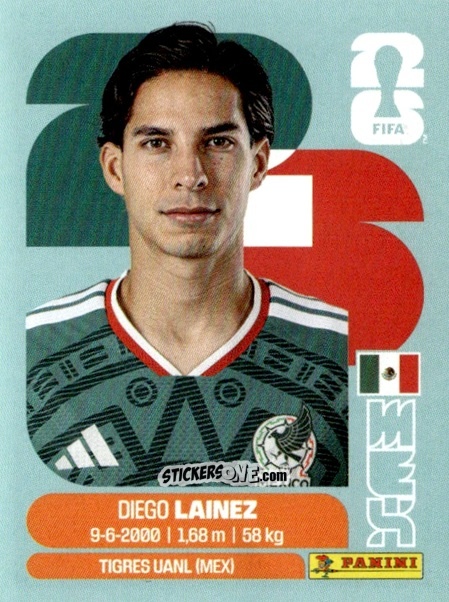 Sticker Diego Lainez - Fifa World Cup 2026. Standard Edition n. MEX8 - Panini