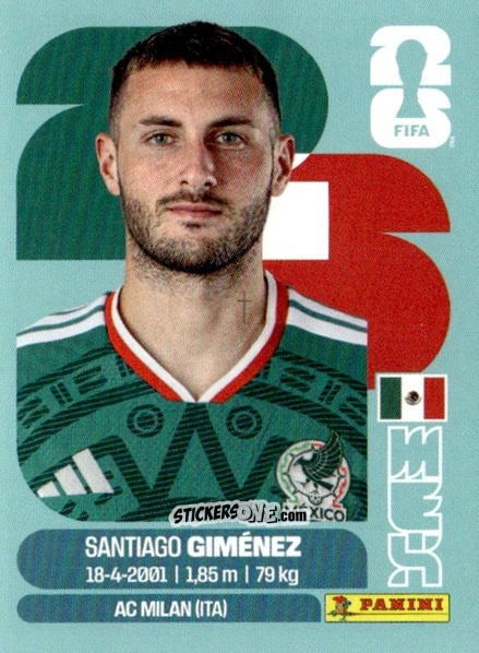 Figurina Santiago Giménez - Fifa World Cup 2026. Standard Edition n. MEX16 - Panini