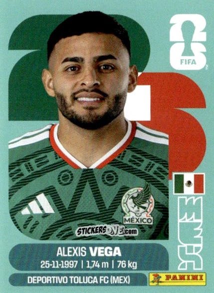 Sticker Alexis Vega - Fifa World Cup 2026. Standard Edition n. MEX18 - Panini