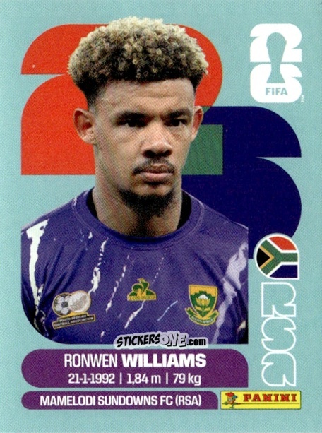 Cromo Ronwen Williams - Fifa World Cup 2026. Standard Edition n. RSA2 - Panini