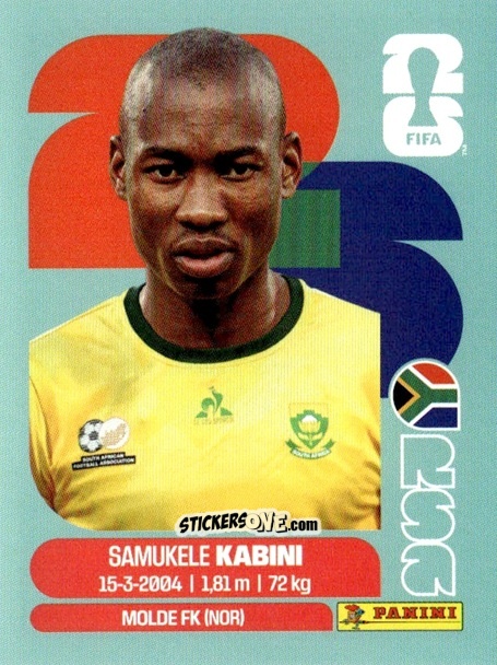 Figurina Samukele Kabini - Fifa World Cup 2026. Standard Edition n. RSA5 - Panini