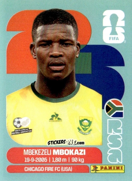 Cromo Mbekezeli Mbokazi - Fifa World Cup 2026. Standard Edition n. RSA6 - Panini