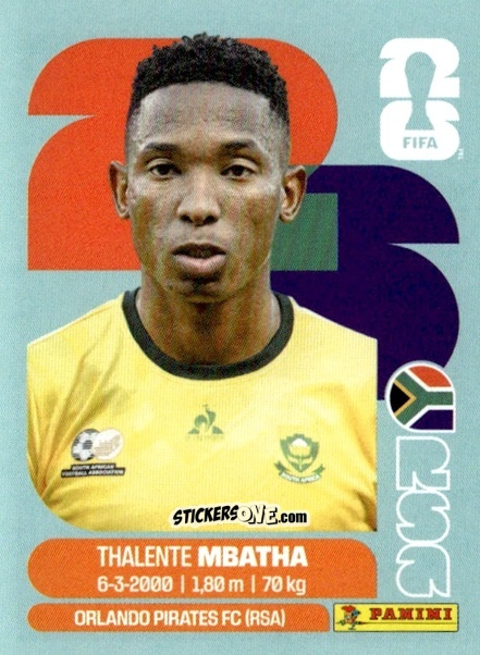 Cromo Thalente Mbatha - Fifa World Cup 2026. Standard Edition n. RSA12 - Panini