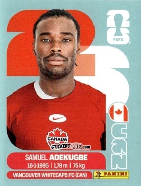 Cromo Samuel Adekugbe - Fifa World Cup 2026. Standard Edition n. CAN5 - Panini