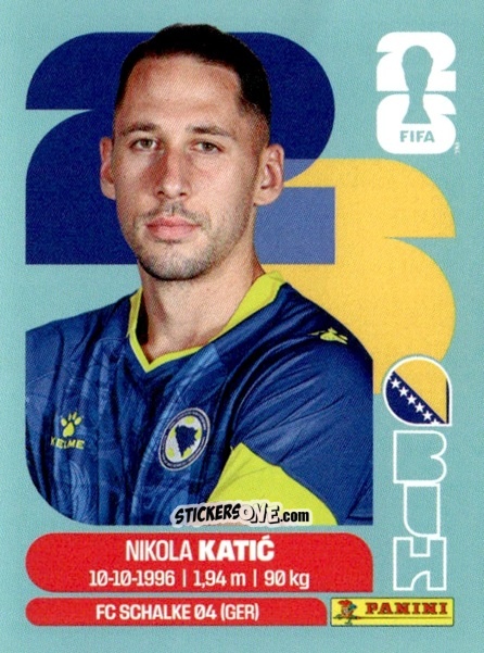 Sticker Nikola Katic - Fifa World Cup 2026. Standard Edition n. BIH7 - Panini
